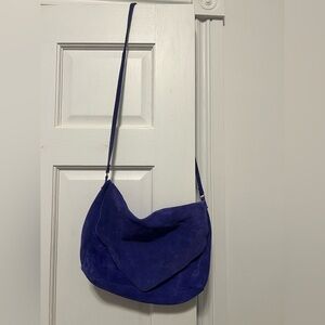 Elegant Blue Suede Shoulder Bag